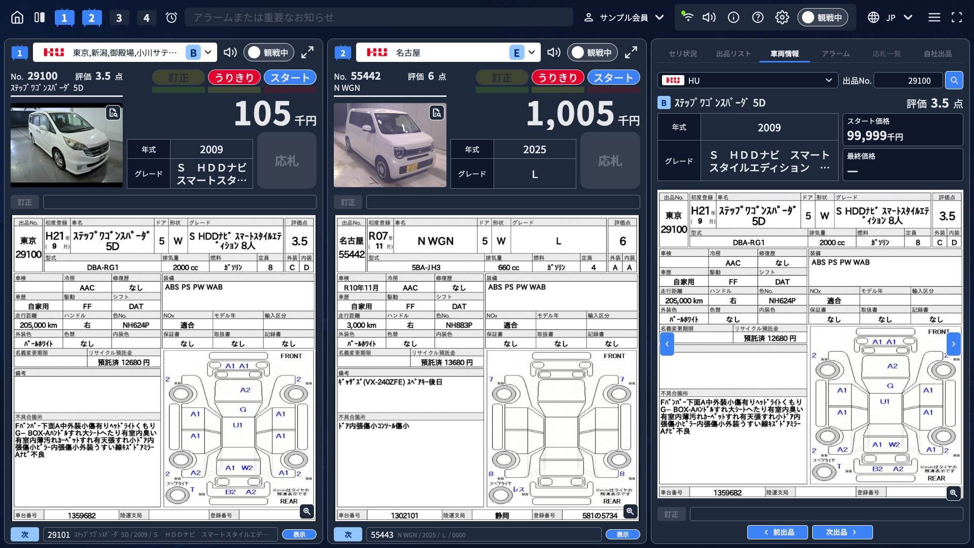 車両情報パネル